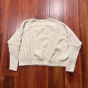 Anthropologie Maeve Cream Textured Knit Sweater